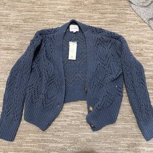 Francesca's Collections Blue Open-Knit Cardigan